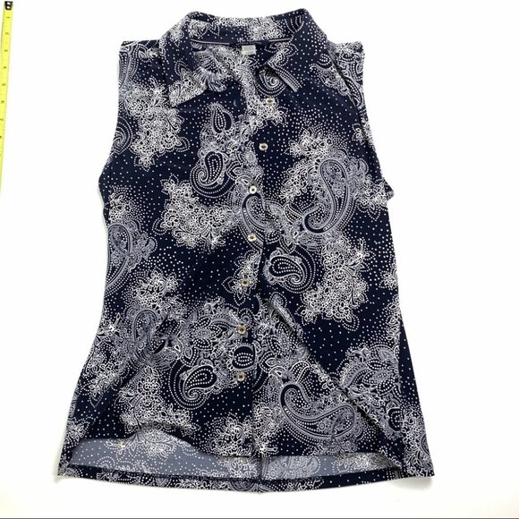 TOMMY Hilfiger  Navy Collared Sleeveless Top - Picture 6 of 6